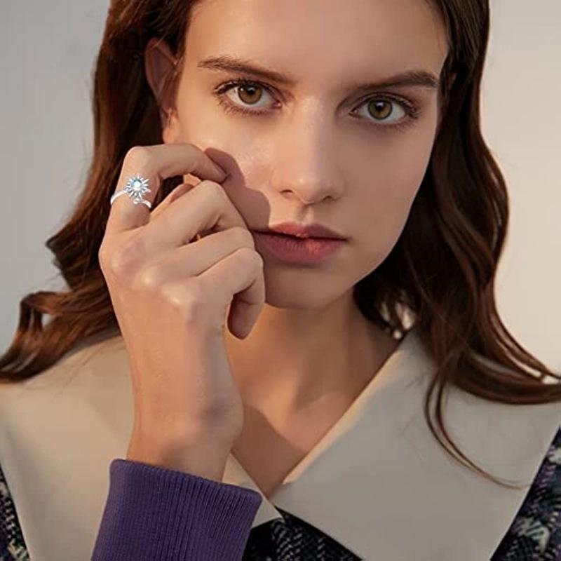 Rotatable Fidget Spinner Ring Womens Open Adjustable Anxiety Relief Rings